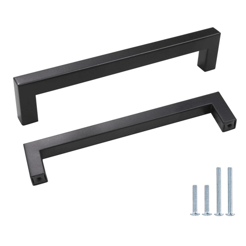 1/2" Square Cabinet Handles Black Finish 160mm 6 3/10inch Hole Centers PDDJS12HBK160 - Probrico