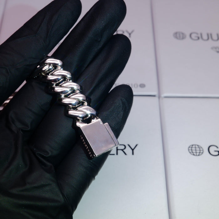 18K White/Gold-Plated Seamless Rhombic Iced Cuban Chain