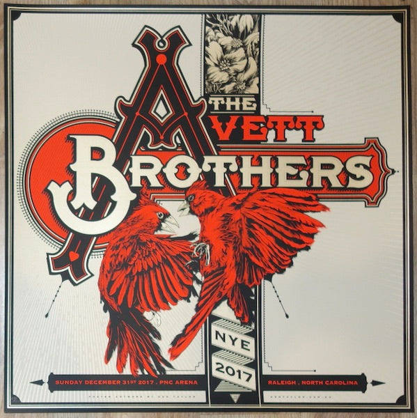 2017 The Avett Brothers - Raleigh NYE Silkscreen Concert Poster by Ken Taylor
