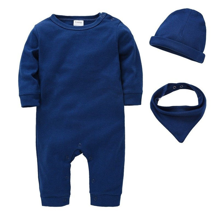 3-Piece Baby Long Sleeve Matching Jumpsuit Set (6 Colors)