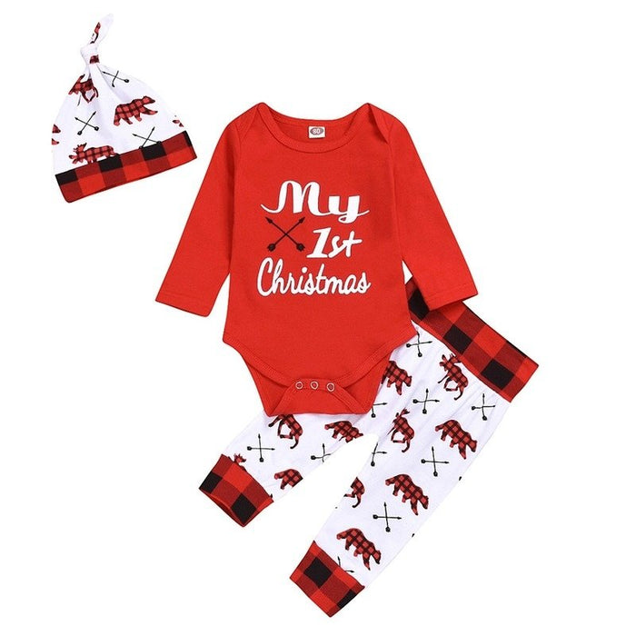 3-Piece Baby "My 1st Christmas" Onesie Matching Set