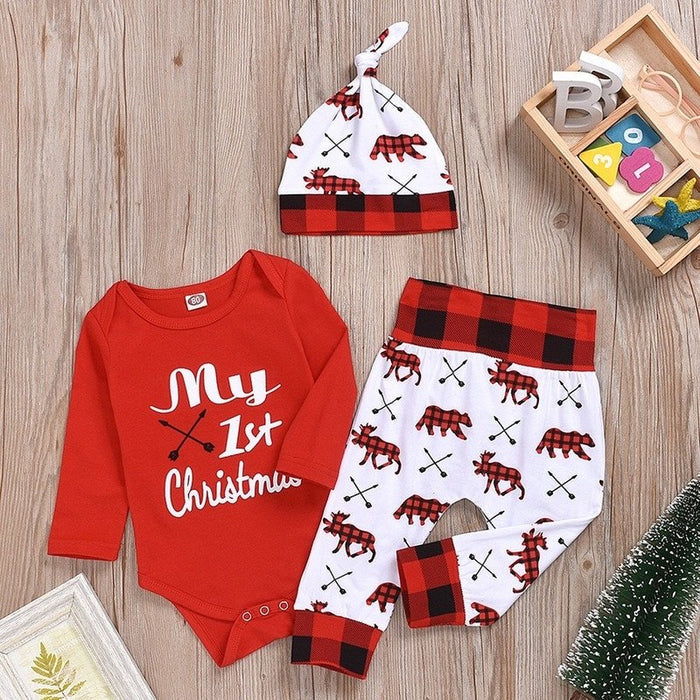 3-Piece Baby "My 1st Christmas" Onesie Matching Set