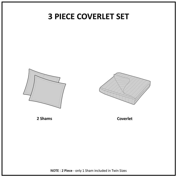 3 Piece Reversible Scalloped Edge Quilt Set Doba