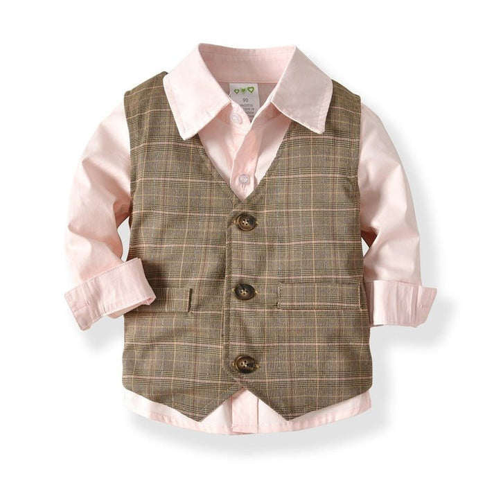 4-Piece Boy Bow Tie Brown Gentleman Suit (3 Colors)