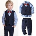 4-Piece Boy Bow Tie Navy Gentleman Suit