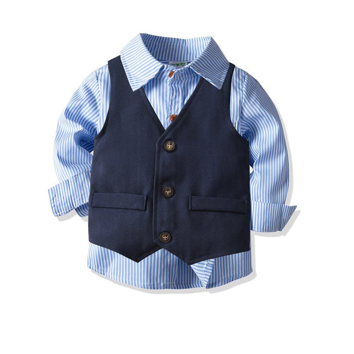 4-Piece Boy Bow Tie Navy Gentleman Suit