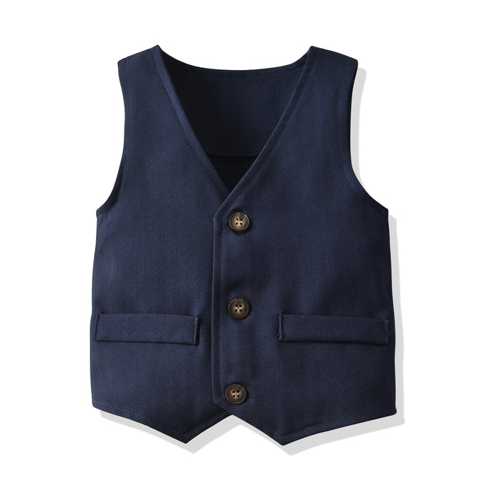 4-Piece Boy Bow Tie Navy Gentleman Suit
