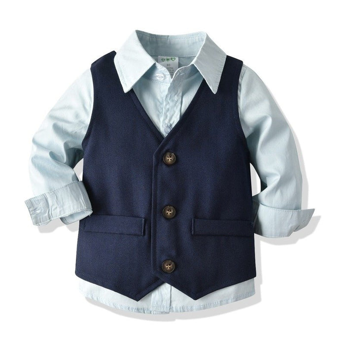 4-Piece Boy Classic Navy Gentleman Suit (3 Colors)