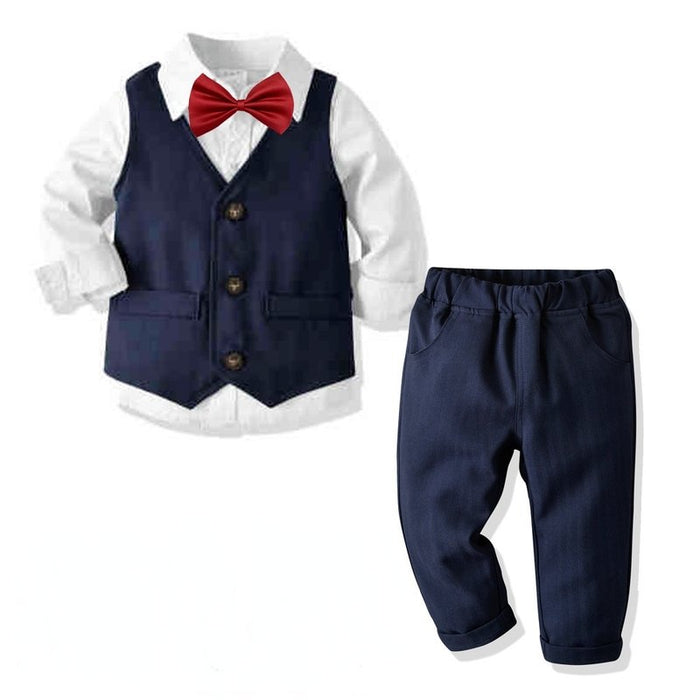 4-Piece Boy Classic Navy Gentleman Suit (3 Colors)