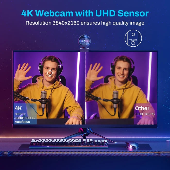 4K Streaming Webcam with Autofocus Black