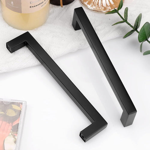 (5pack) 1/2" Square Cabinet Handles Black Finish 128mm 5inch Hole Centers PDDJS12HBK128