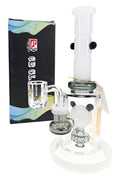 6B Glass panda showerhead dab rig with quartz banger, branded box, and white accents