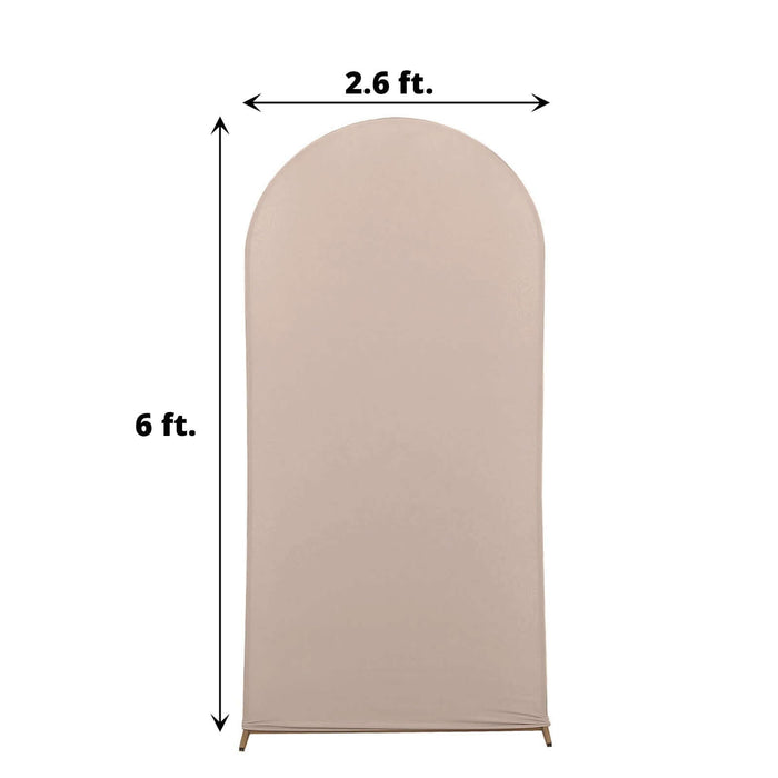 Beige fabric backdrop with dimensions 2.6 ft x 6 ft.