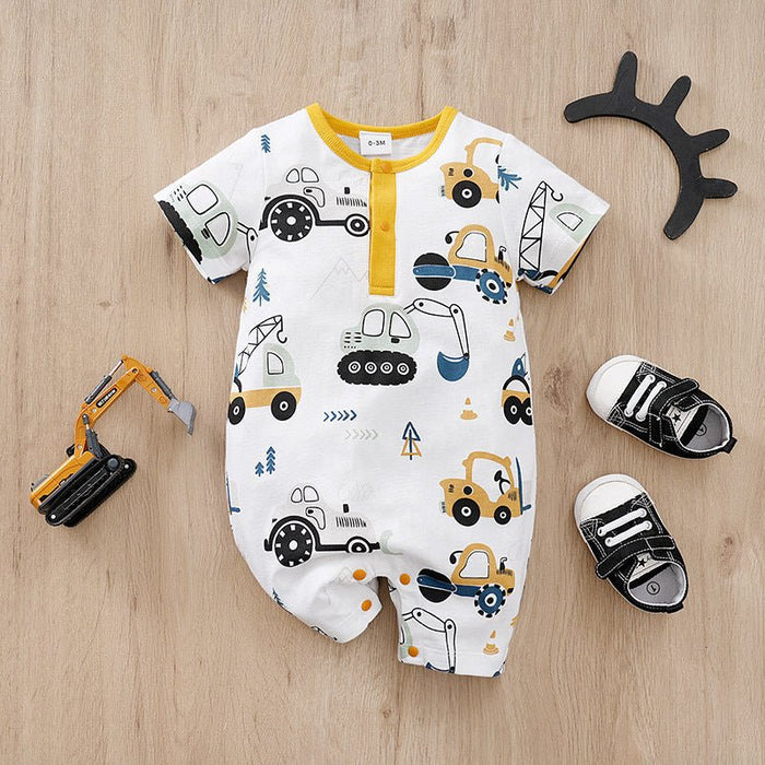 9 Designs Premium Baby's Short Sleeve Cotton Cartoon Jumpsuit