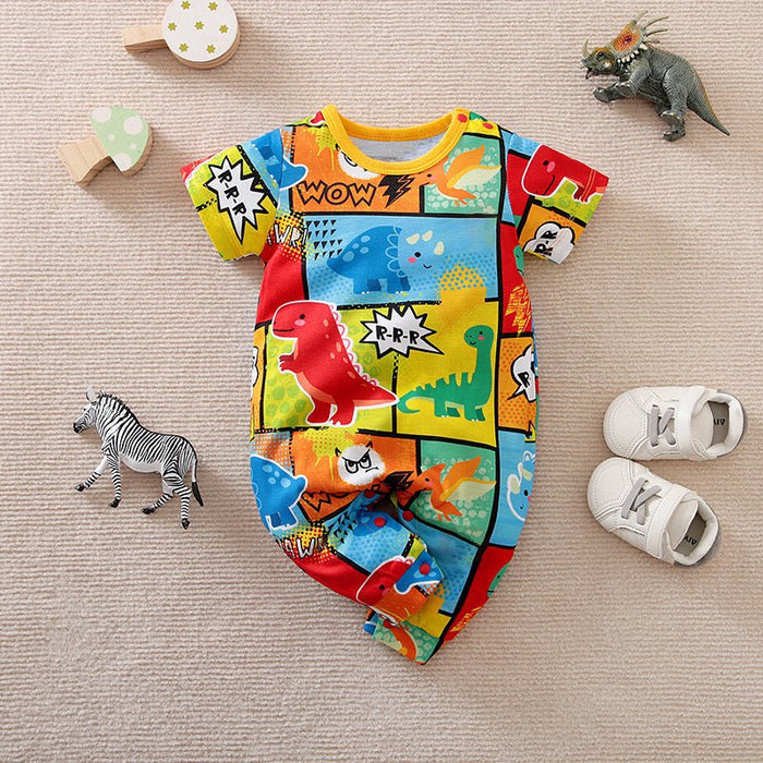 9 Designs Premium Baby's Short Sleeve Cotton Cartoon Jumpsuit