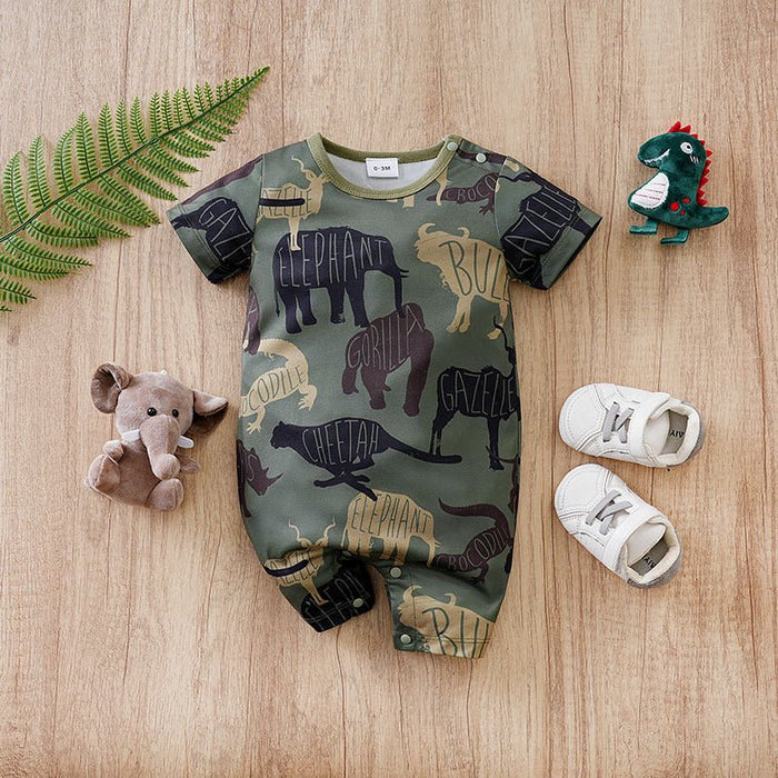 9 Designs Premium Baby's Short Sleeve Cotton Cartoon Jumpsuit