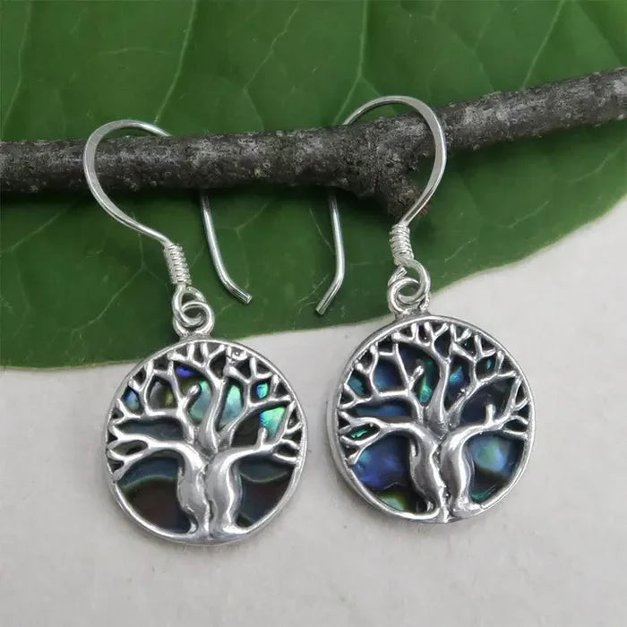 Abalone Tree of Life Earrings