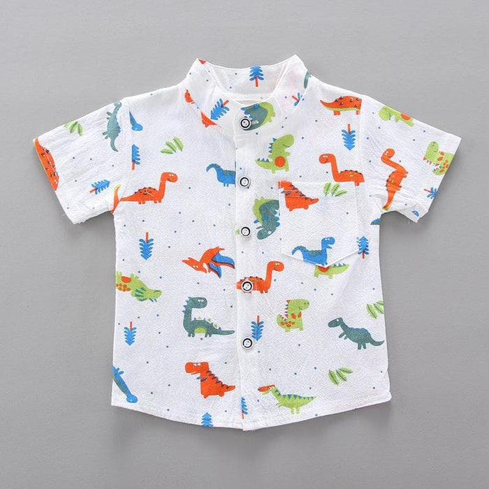Baby Boy Animal & Dinosaur Print Vacation Shirt with Shorts Set (3 Colors)