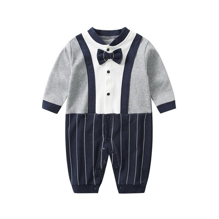 Baby Boy Gentleman Bow Tie Long Sleeve Jumpsuit