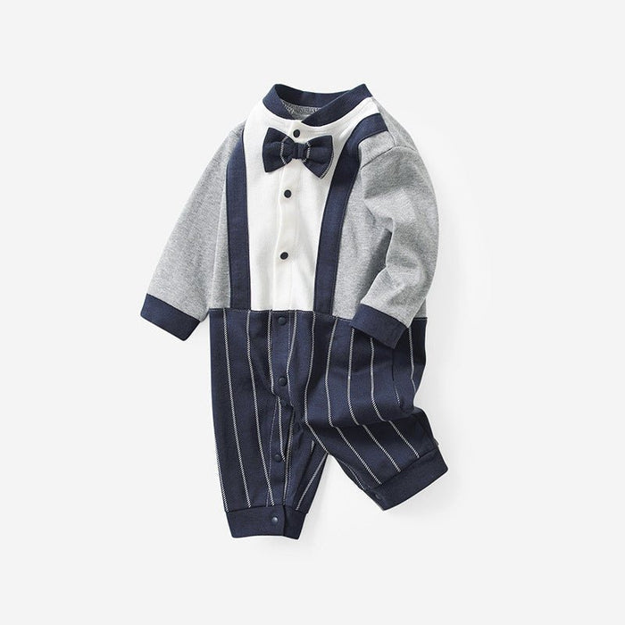 Baby Boy Gentleman Bow Tie Long Sleeve Jumpsuit