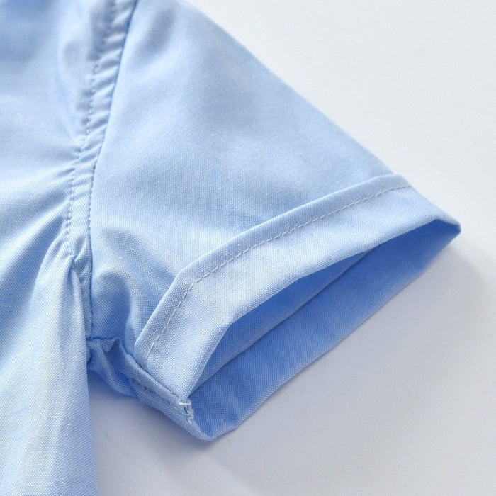 Baby Boy Party Outfit Bow Tie + Blue Dress Shirt and Suspender Shorts Set