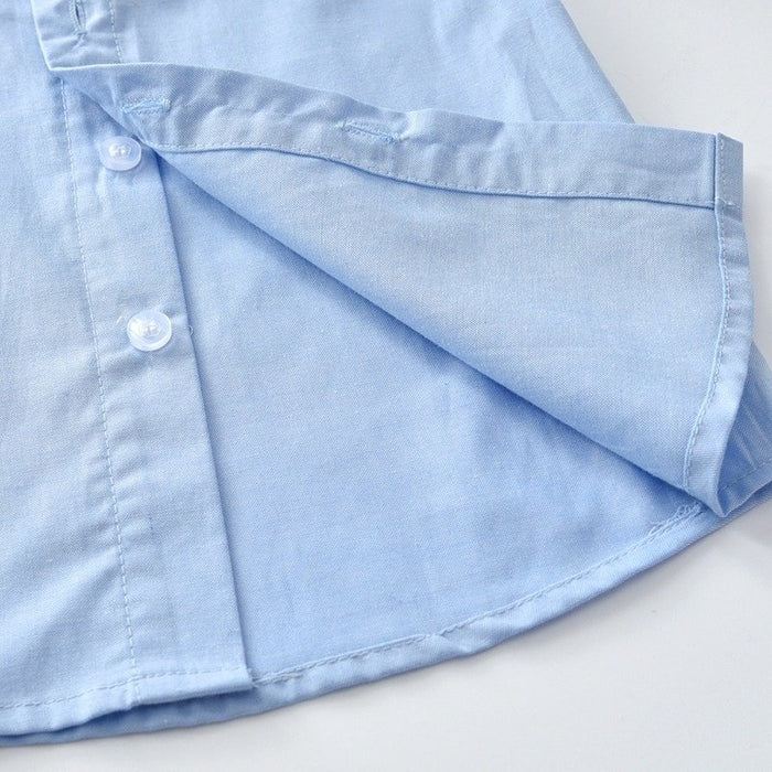 Baby Boy Party Outfit Bow Tie + Blue Dress Shirt and Suspender Shorts Set