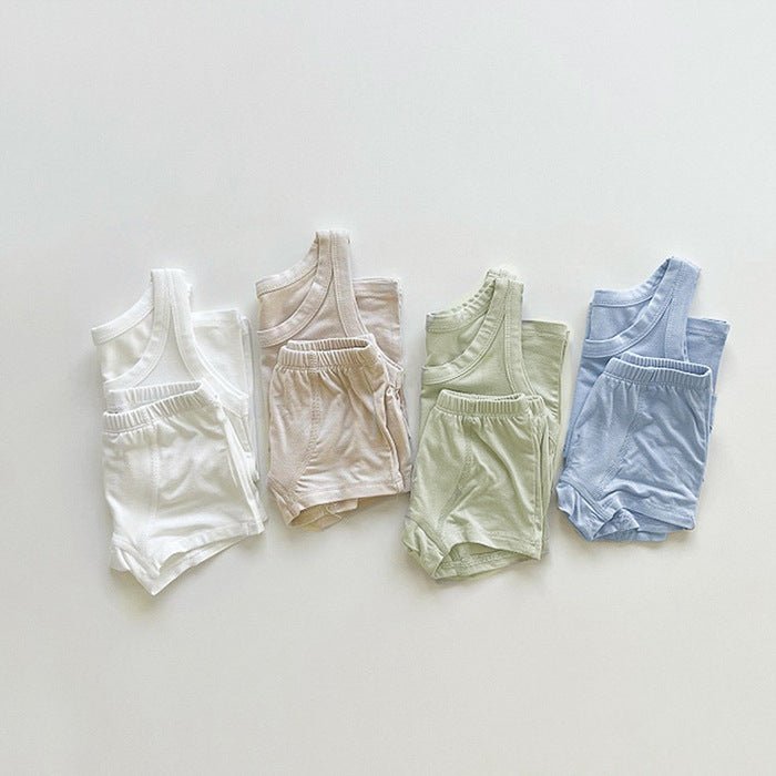 Baby Boy Summer Tank Top with Shorts Set (4 Colors)