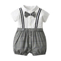Baby Boy Suspender Shorts + Bow Tie Suit Short/Long Sleeve Jumpsuit