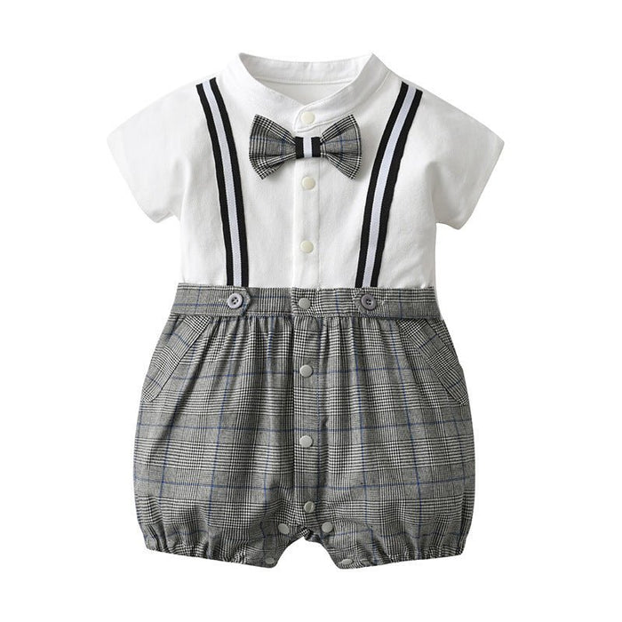 Baby Boy Suspender Shorts + Bow Tie Suit Short/Long Sleeve Jumpsuit