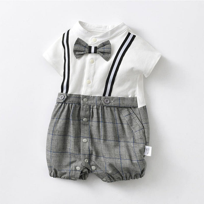 Baby Boy Suspender Shorts + Bow Tie Suit Short/Long Sleeve Jumpsuit