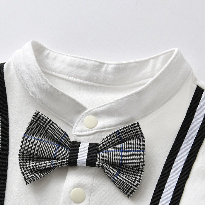 Baby Boy Suspender Shorts + Bow Tie Suit Short/Long Sleeve Jumpsuit