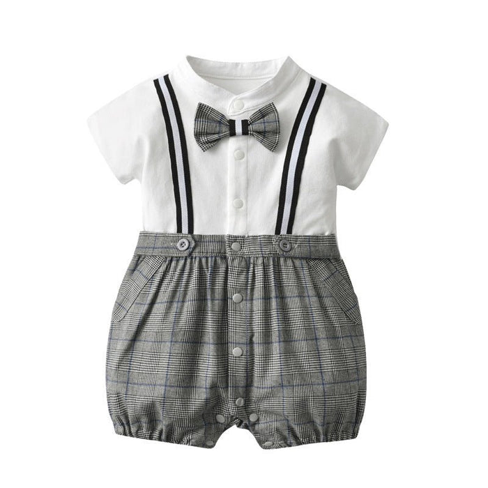 Baby Boy Suspender Shorts + Bow Tie Suit Short/Long Sleeve Jumpsuit