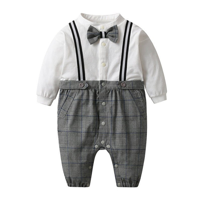 Baby Boy Suspender Shorts + Bow Tie Suit Short/Long Sleeve Jumpsuit