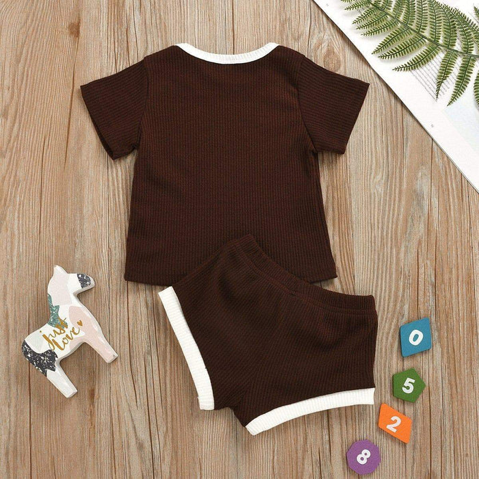 Baby Breathable Solid Top and Shorts Set