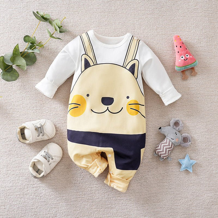 Baby Cartoon Dino with Bear and Giraffe Print Jumpsuit (5 Designs)
