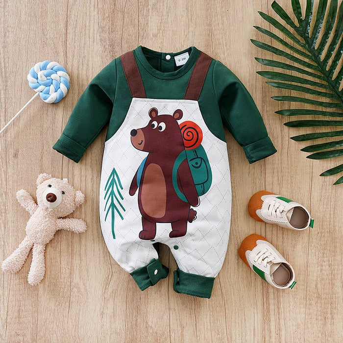 Baby Cartoon Dino with Bear and Giraffe Print Jumpsuit (5 Designs)