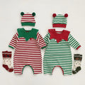 Baby Christmas Striped Onesie with Hat Set (2 Colors)