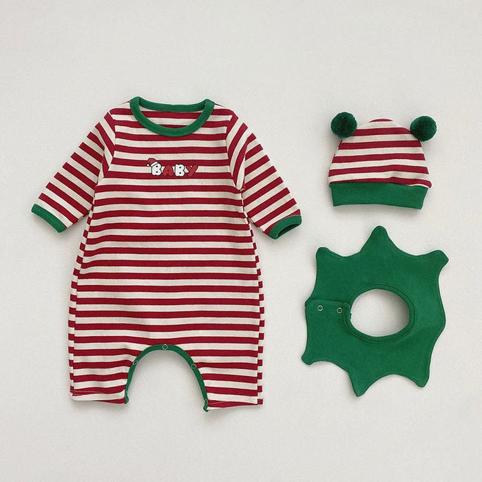 Baby Christmas Striped Onesie with Hat Set (2 Colors)