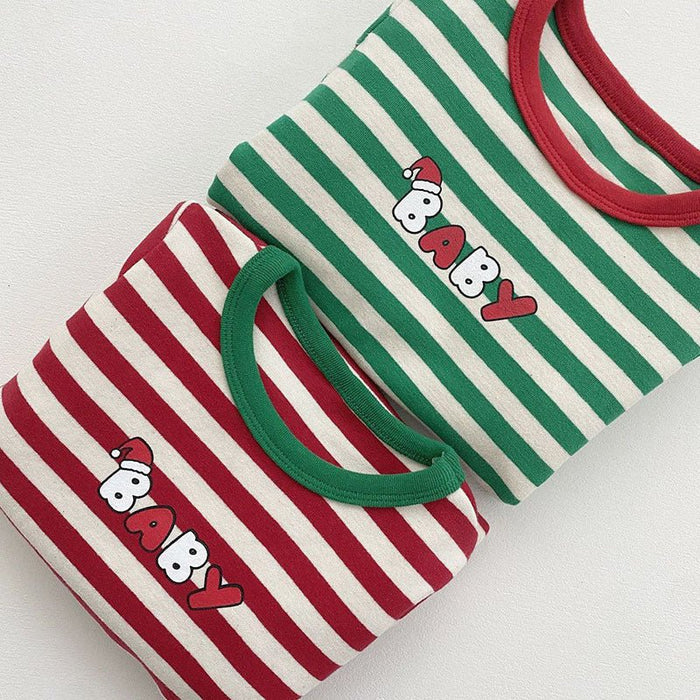 Baby Christmas Striped Onesie with Hat Set (2 Colors)