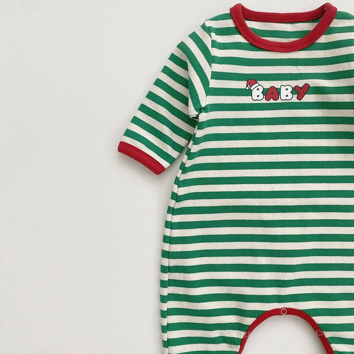 Baby Christmas Striped Onesie with Hat Set (2 Colors)