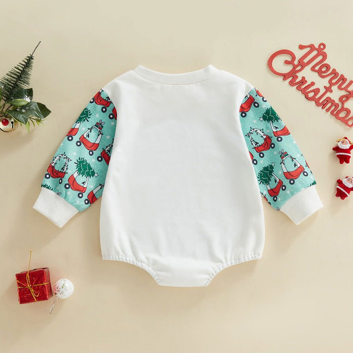 Baby Christmas Wagons/Cookies Long Sleeve Onesie