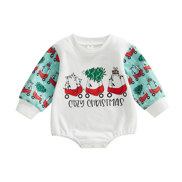 Baby Christmas Wagons/Cookies Long Sleeve Onesie