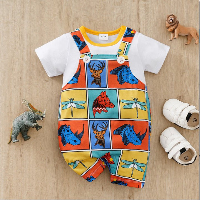 Baby Colorful Dino Patterns Jumpsuit (6 Designs)