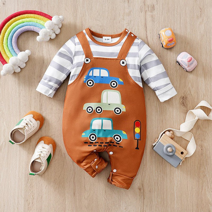 Baby Comfy Cartoon Animals and Cars Mixed Prints Jumpsuit (5 Designs)