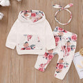 Baby Girl Floral Hoodie, Pants and Headband Set