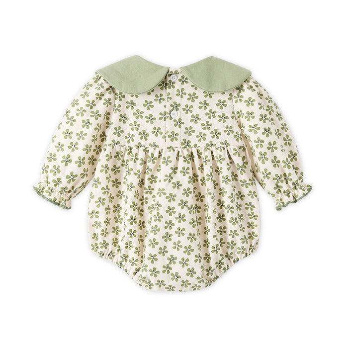 Baby Girl Floral Prints with Bow Neckline Onesie + Headband
