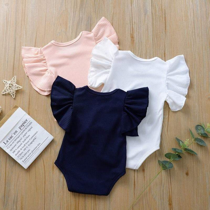 Baby Girl Ruffle Sleeves Casual Onesie (3 Colors)