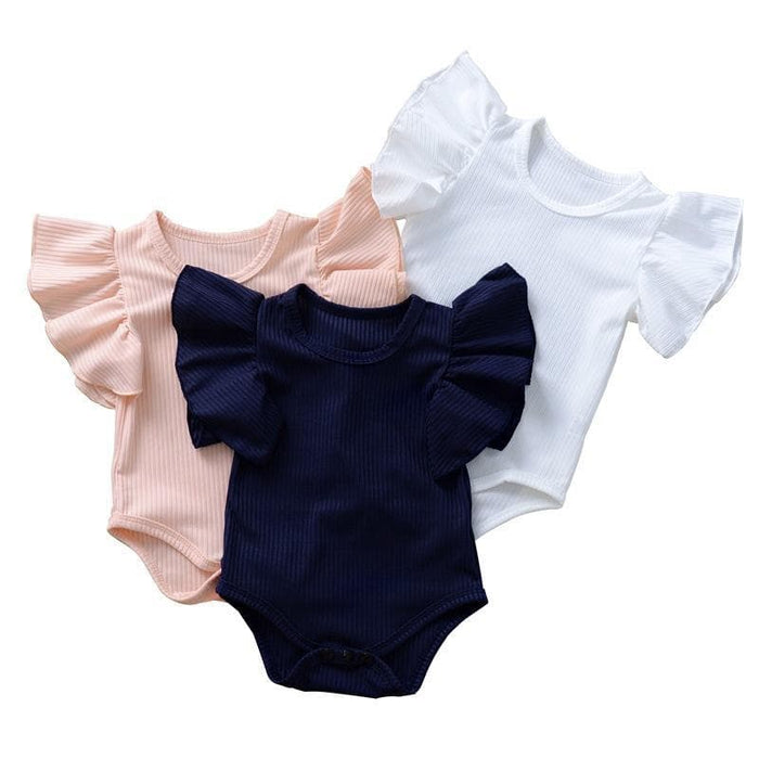 Baby Girl Ruffle Sleeves Casual Onesie (3 Colors)