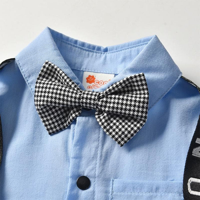 Baby Lapel Collar Bowknot School Jumpsuit