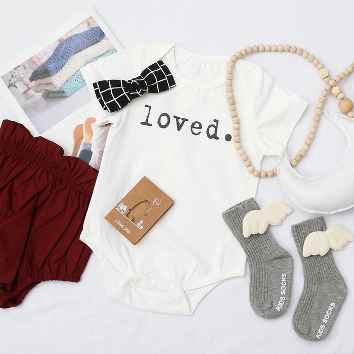 Baby Letter Print White Short-sleeve Romper